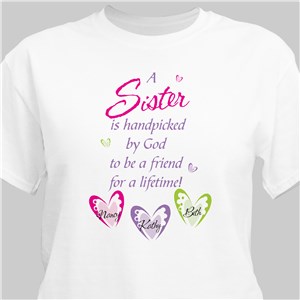 Personalized Sister T-Shirt - White - Small (Mens 34/36- Ladies 6/8) by Gifts For You Now