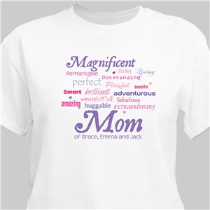 Magnificent Mom Personalized Mothers Day T-shirt - Ash - Large (Mens 42/44- Ladies 14/16) by Gifts For You Now
