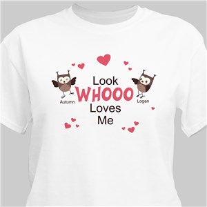 Personalized Look Whooo Loves Me Valentine T-shirt - White - Large (Mens 42/44- Ladies 14/16) by Gifts For You Now