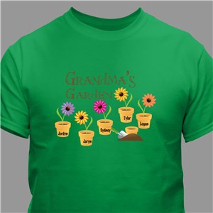 Personalized Grandma's Garden Ring Spun T-Shirt - White - Medium by Gifts For You Now