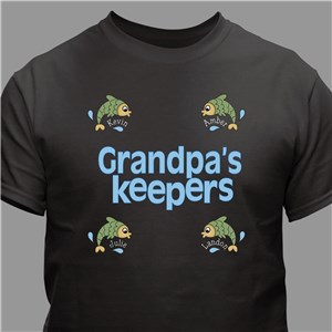 Grandpa's Keepers Personalized T-Shirt - Black - Medium (Mens 38/40- Ladies 10/12) by Gifts For You Now