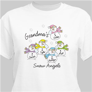 Personalized Snow Angels T-Shirt - White - Medium (Mens 38/40- Ladies 10/12) by Gifts For You Now