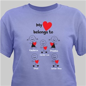 Personalized Belongs To Heart T-Shirt - Light Blue - Medium (Mens 38/40- Ladies 10/12) by Gifts For You Now