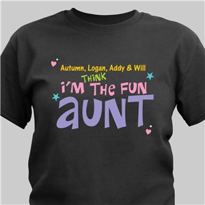 Personalized Fun Aunt T-Shirt - Hot Pink - Small (Mens 34/36- Ladies 6/8) by Gifts For You Now
