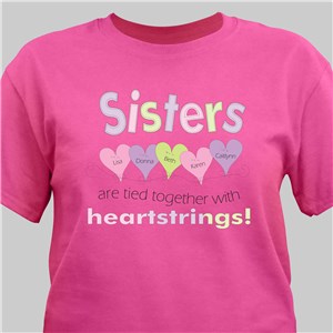 Personalized Heartstrings Sister T-Shirt - Hot Pink - Medium (Mens 38/40- Ladies 10/12) by Gifts For You Now