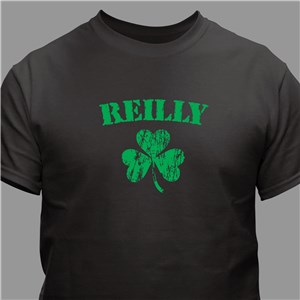 Personalized Irish Shamrock T-Shirt - Charcoal Gray - Adult Large (Size M42-44- L14/16) by Gifts For You Now