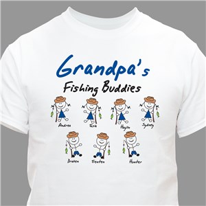 Personalized Fishing Buddies T-Shirt - Ash Gray - Large (Mens 42/44- Ladies 14/16) by Gifts For You Now