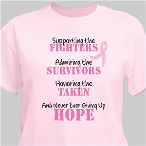 Personalized Breast Cancer Fighter T-Shirt - Ash - Medium (Mens 38/40- Ladies 10/12) by Gifts For You Now