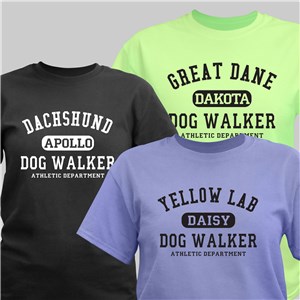 Personalized Dog Walker Athletic Dept. T-Shirt - River Blue - Medium (Mens 38/40- Ladies 10/12) by Gifts For You Now