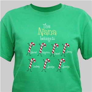 Personalized Candy Cane T-Shirt - White - Large (Mens 42/44- Ladies 14/16) by Gifts For You Now