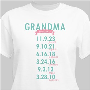 Personalized Established T-Shirt - Ash Gray - Large (Mens 42/44- Ladies 14/16) by Gifts For You Now