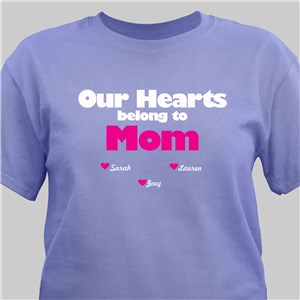 Personalized Our Hearts belong to Mommy T-Shirt - White - Large (Mens 42/44- Ladies 14/16) by Gifts For You Now