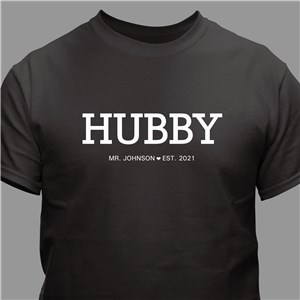 Personalized Hubby T-Shirt - Black - Large (Mens 42/44- Ladies 14/16) by Gifts For You Now