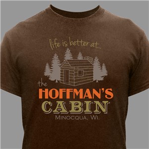 Family Cabin Personalized T-Shirt - Brown - Large (Mens 42/44- Ladies 14/16) by Gifts For You Now