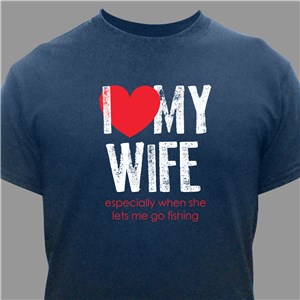 Personalized I Love My Wife T-Shirt - Navy - Large (Mens 42/44- Ladies 14/16) by Gifts For You Now