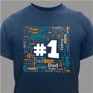 Personalized 1 Dad Word-Art T-Shirt - Ash Gray - Medium (Mens 38/40- Ladies 10/12) by Gifts For You Now