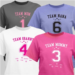 Personalized Team Mom T-Shirt - Brown - Large (Mens 42/44- Ladies 14/16) by Gifts For You Now