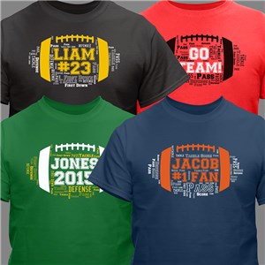 Personalized Football Word-Art T-Shirt - Green - Adult Large (Size M42-44- L14/16) by Gifts For You Now