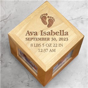 Personalized Baby Footprints Photo Cube by Gifts For You Now