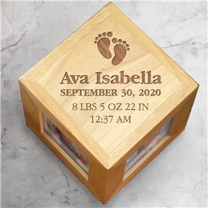 Image of Personalized Baby Footprints Photo Cube