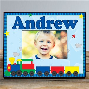 Image of New Baby "All Aboard Baby Train" Personalized Printed Frame