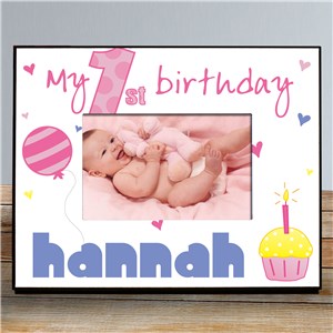 Image of Baby Girl's 1st Birthday Printed Frame