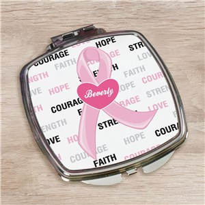 Hope and Love Personalized Breast Cancer Compact Mirror by Gifts For You Now