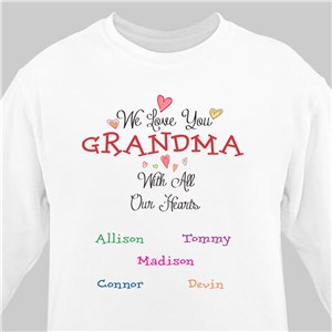 Personalized Love You With All Our Hearts Sweatshirt - White - Small (Mens 34/36- Ladies 6/8) by Gifts For You Now