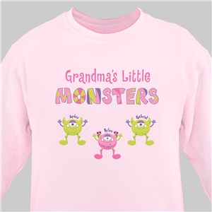 Personalized Grandmas Little Monsters Sweatshirt - Pink - Large (Mens 42/44- Ladies 14/16) by Gifts For You Now