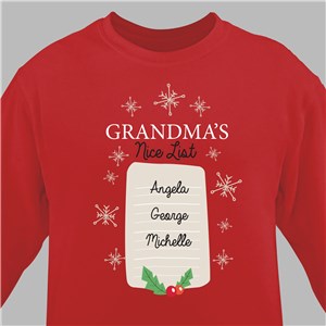 Personalized Nice List Holiday Sweatshirt - Red - Small (Mens 34/36- Ladies 6/8) by Gifts For You Now