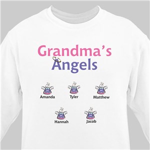 Personalized Grandma's Little Angels Sweatshirt - White - Medium (Mens 38/40- Ladies 10/12) by Gifts For You Now