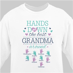 Personalized Hands Down the Best Sweatshirt - White - Large (Mens 42/44- Ladies 14/16) by Gifts For You Now