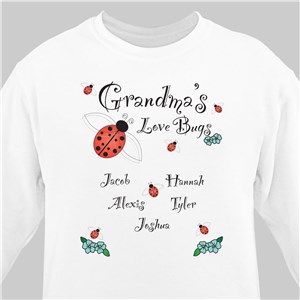 Personalized Love Bugs Sweatshirt - White - Large (Mens 42/44- Ladies 14/16) by Gifts For You Now