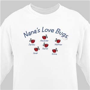 Love Bugs Personalized Sweatshirt - White - XL (Mens 46/48- Ladies 18/20) by Gifts For You Now