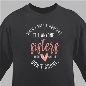 Personalized Sisters Don't Count Sweatshirt - Pink - Large (Mens 42/44- Ladies 14/16) by Gifts For You Now
