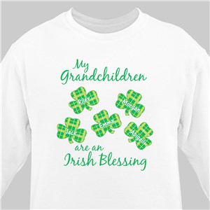 Personalized Grandchildren Irish Blessing Sweatshirt - Ash - Large (Mens 42/44- Ladies 14/16) by Gifts For You Now