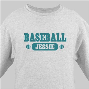 Personalized Baseball Youth Sweatshirt - Ash Gray - Youth L 14/16 by Gifts For You Now