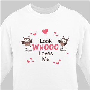 Personalized Look Whooo Loves Me Sweatshirt - Pink - Large (Mens 42/44- Ladies 14/16) by Gifts For You Now