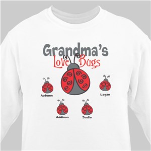 Personalized Love Bugs Sweatshirt - White - Medium (Mens 38/40- Ladies 10/12) by Gifts For You Now