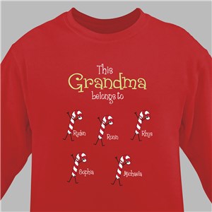 Personalized Candy Cane Sweatshirt - White - Small (Mens 34/36- Ladies 6/8) by Gifts For You Now