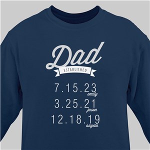 Personalized Dad Established Sweatshirt - Navy - Large (Mens 42/44- Ladies 14/16) by Gifts For You Now