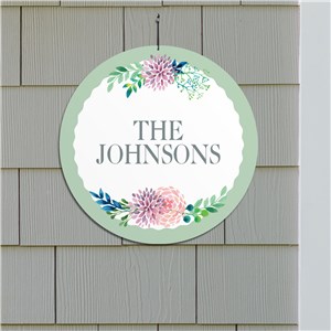 Personalized Floral Round Welcome Sign by Gifts For You Now