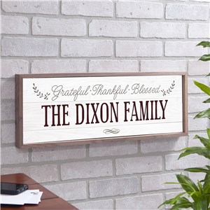 Personalized Grateful Thankful Blessed Wall Sign by Gifts For You Now