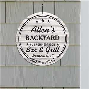 Grillin And Chillin Personalized Round Sign by Gifts For You Now