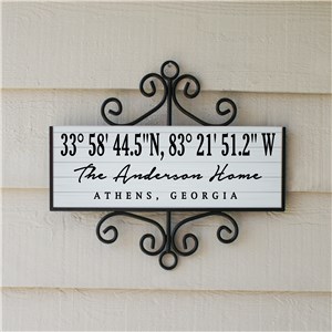 Personalized Coordinates with White Wood Sign by Gifts For You Now
