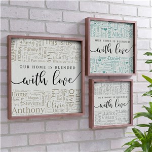 Personalized Blended With Love Word Art Framed Wall Sign by Gifts For You Now