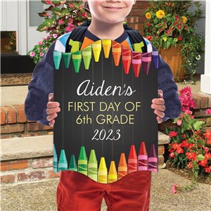 Personalized Crayon First Day of School Sign by Gifts For You Now