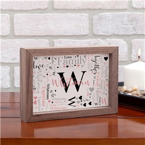 Personalized Family Initial Word Art Framed Tabletop Sign by Gifts For You Now