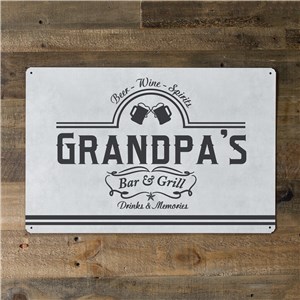 Personalized Bar and Grill Metal Sign by Gifts For You Now