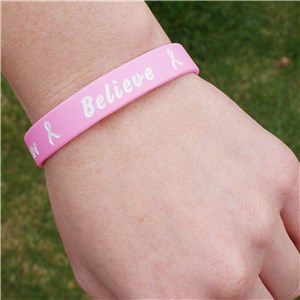 Personalized Pink Breast Cancer Awareness Silicone Bracelet by Gifts For You Now